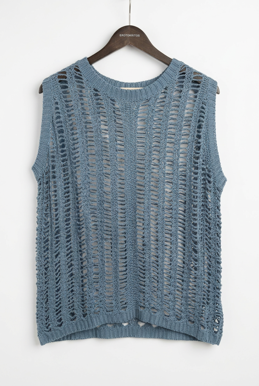 Sherri - Open knit Cropped Silk-Cotton Vest