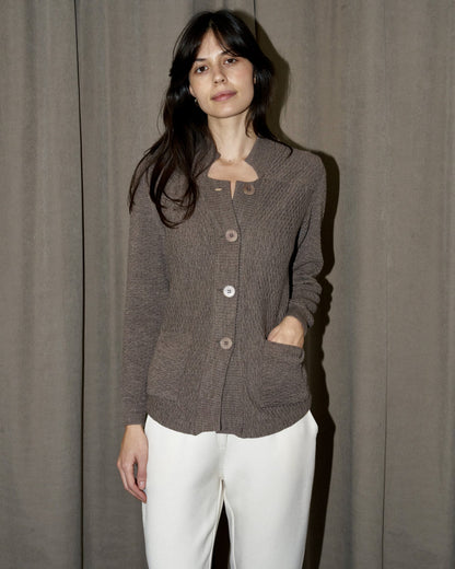 Fawna - Tailored Knitted Blazer - Taupe