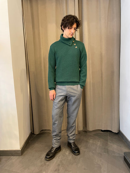 Noa - Textured Turtle Neck Sweater - Green