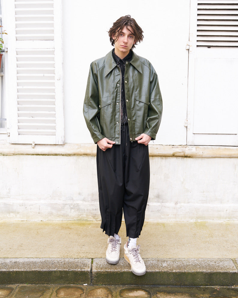 NCB - Deconstructed Knife Pleat Raw Hem Pants