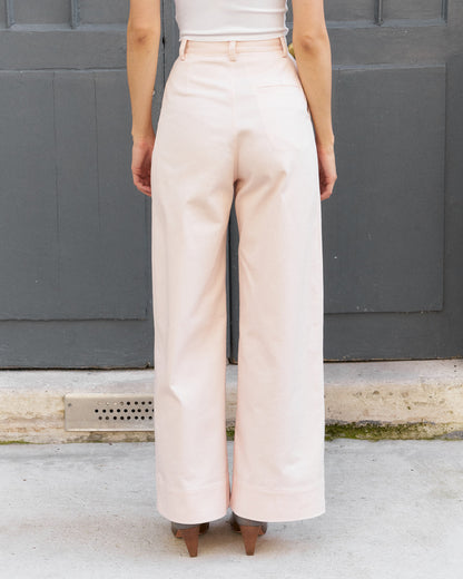 Daenerys-Wide Leg Twill Pants-Pastel Pink
