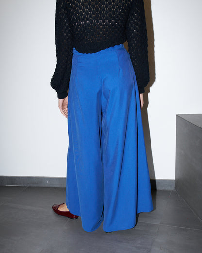 Dina - Silk Blend Palazzo Pants - Royal Blue