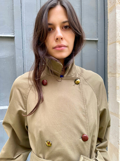 Melina - Waterproof Kaki Long Trench Coat