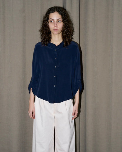 Whitney - Silk Shirt - Navy