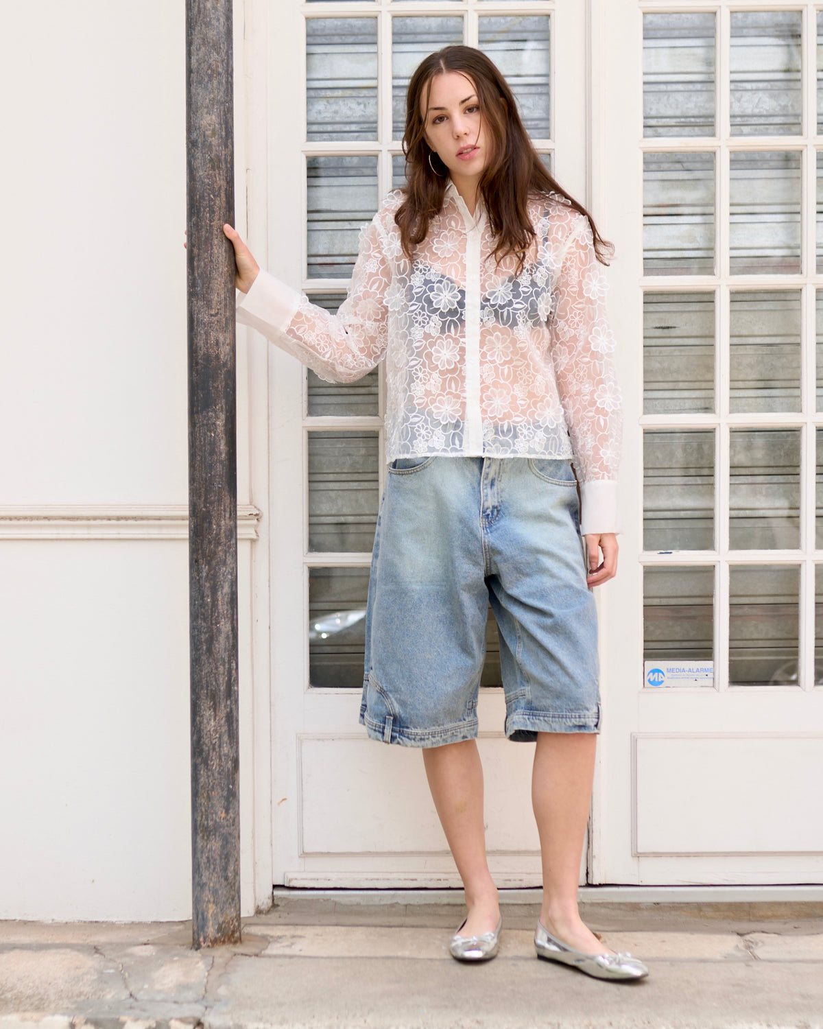 Ashton - Upside-down Long Shorts - light wash