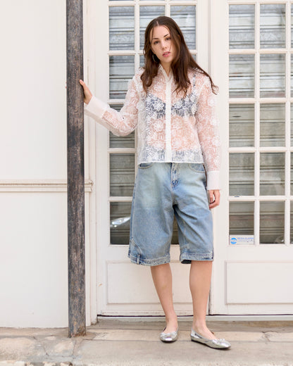 Ashton - Upside-down Long Shorts - light wash