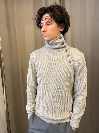 Noa - Textured Turtle Neck Sweater - Cream