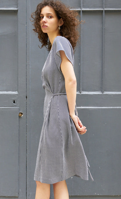 Rebecca-Silk Stripe Dress