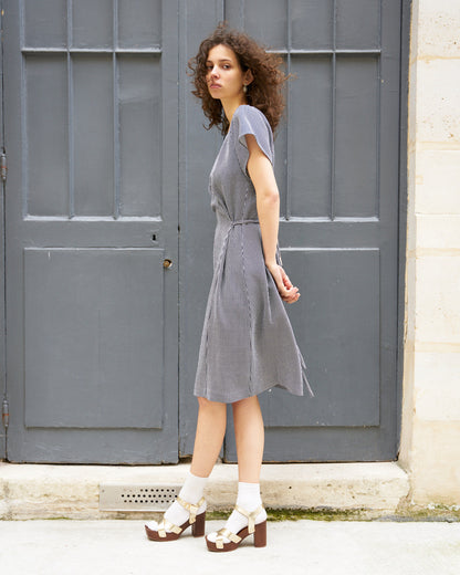 Rebecca-Silk Stripe Dress