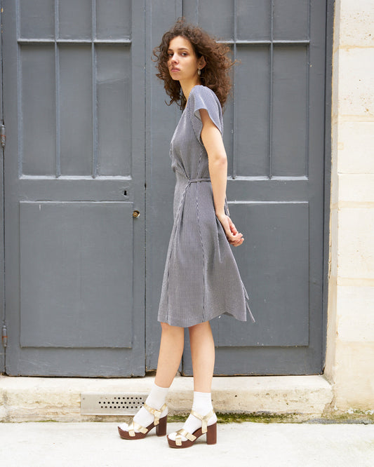Rebecca-Silk Stripe Dress