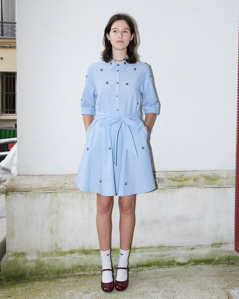 Gema - Embroidered Short Shirt Dress -