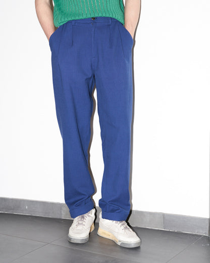 Brad - Relaxed Wide Leg Pants - Work Blue