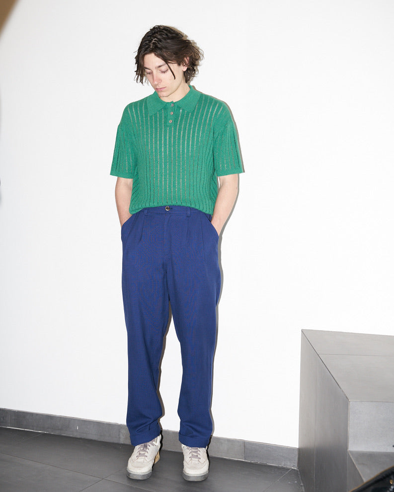 Brad - Relaxed Wide Leg Pants - Work Blue