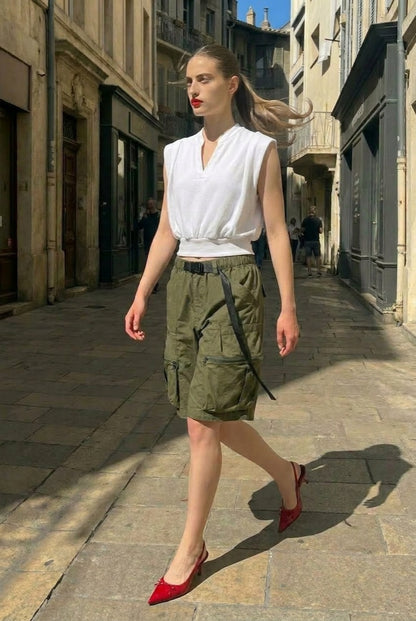 Ilias - Multi-pocket Cargo Shorts - Olive Khaki