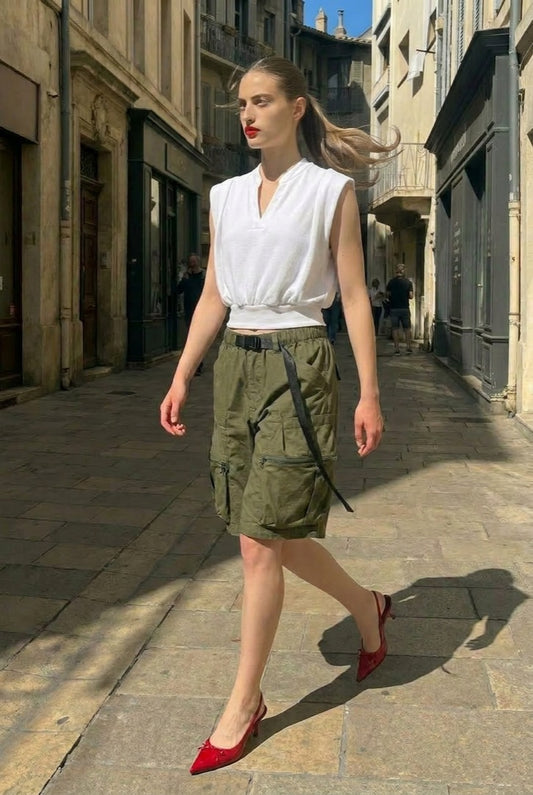 Ilias - Multi-pocket Cargo Shorts - Olive Khaki