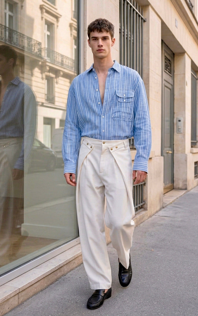 Luce - Double Flap Stripe Shirt - Man