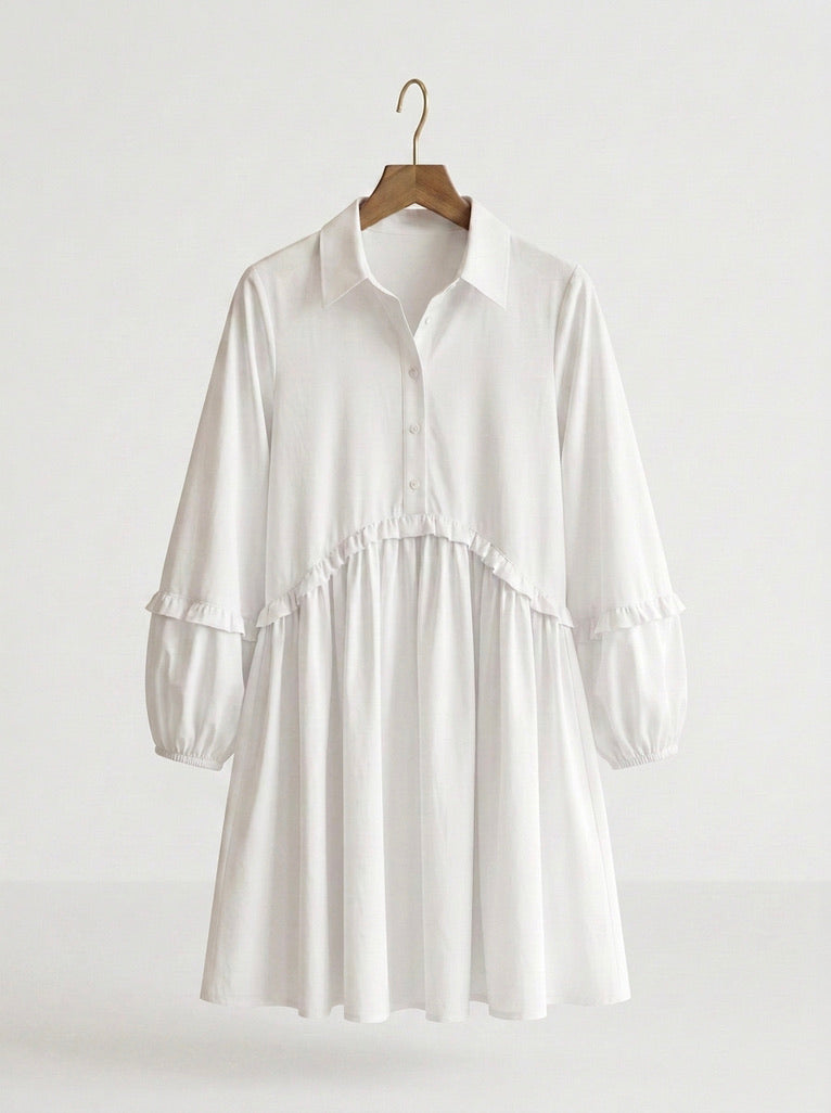 Bo - White Cotton Babydoll Dress