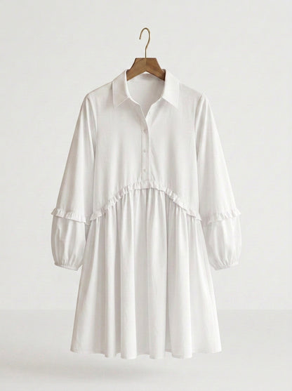 Bo - White Cotton Babydoll Dress
