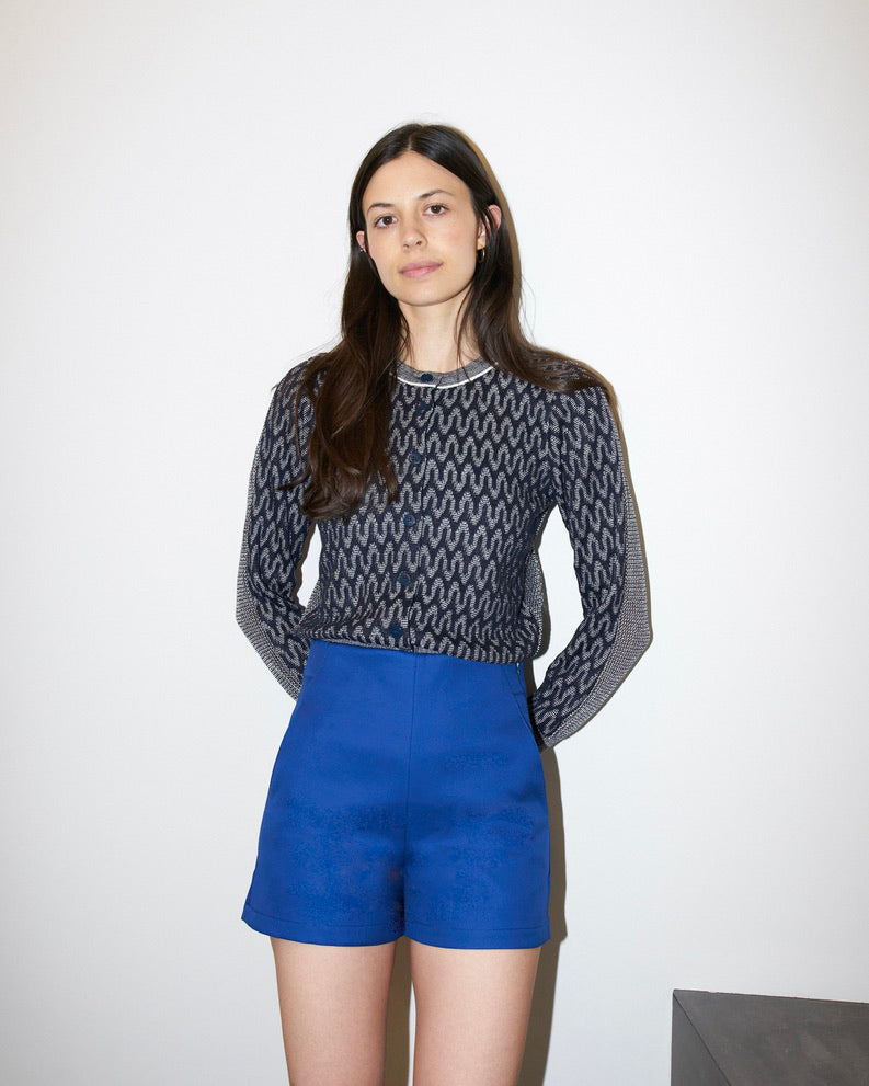 Holli - High Waist Tailored Shorts - Blue