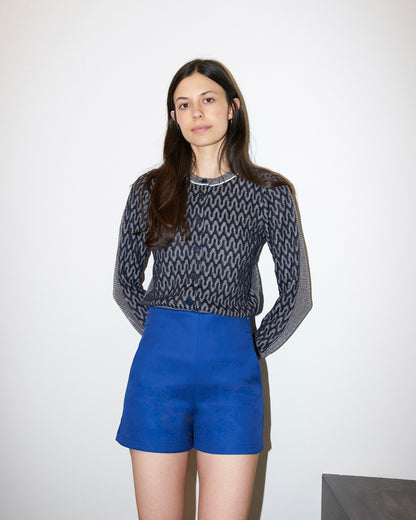 Holli - High Waist Tailored Shorts - Blue