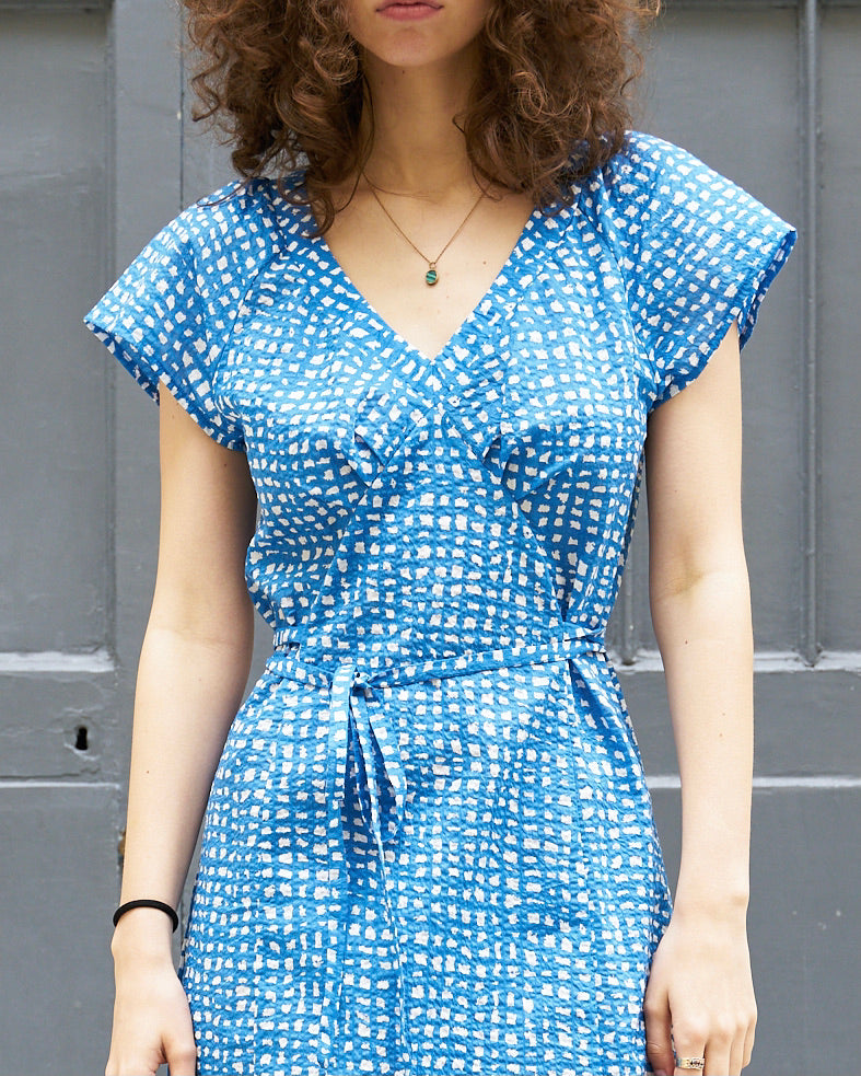 Rebecca-Seersucker Print Dress