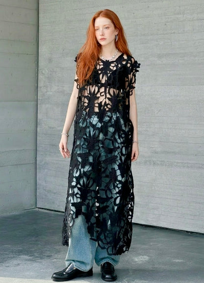 Ines - Gipoor Lace Shift Dress - Black