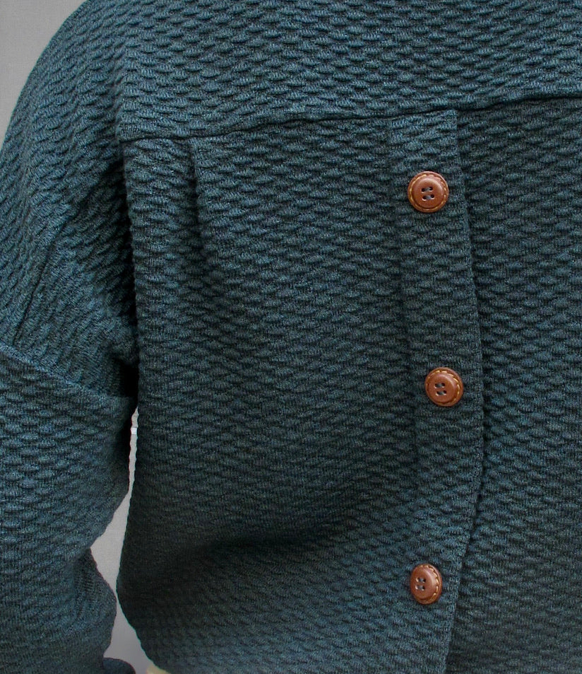 Fay Relaxed shape textured sweater-night green