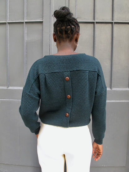 Fay Relaxed shape textured sweater-night green