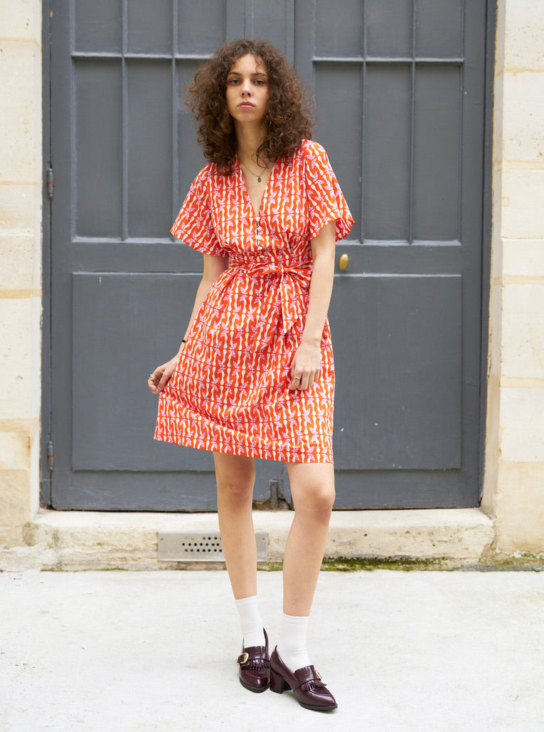 Rose-Cotton Print Dress