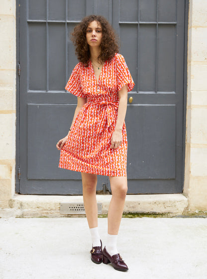 Rose-Cotton Print Dress