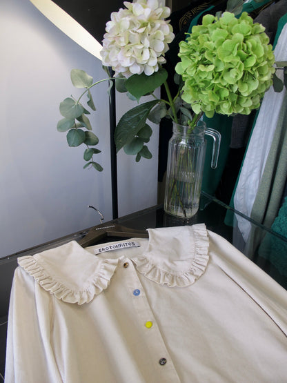 Erla-Retro Collar Soft Corduroy Shirt
