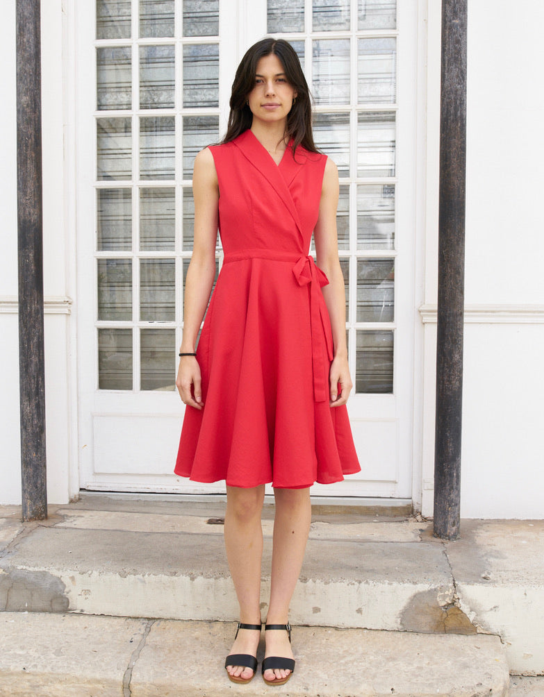 Reyna - Circle Wrap Dress - Red