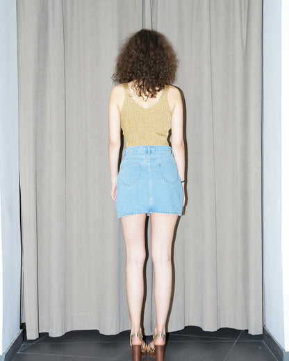 Rita-Patch Work Panel-Denim Mini Skirt