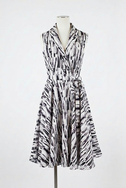 Reyna - Circle Wrap Dress - Abstract Jacquard - Black & White