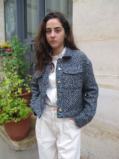 Mira-Cropped Tweed Wool Jacket