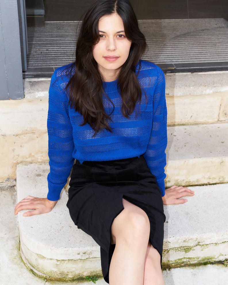 Gemima Cropped Sweater-Blue