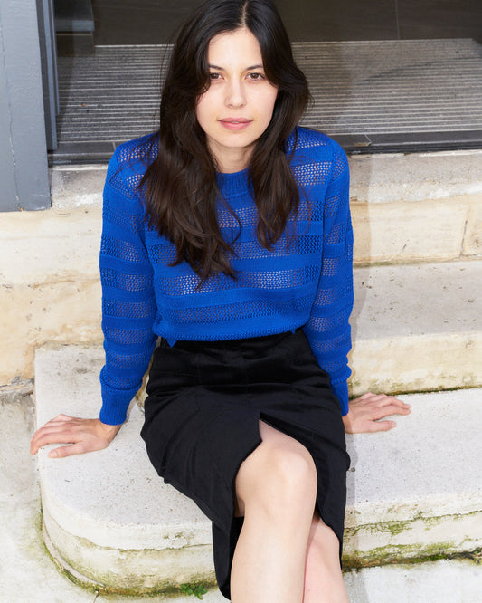 Gemima Cropped Sweater-Blue