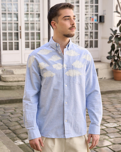 Gavin - Oxford Shirt with Hand Printed Clouds