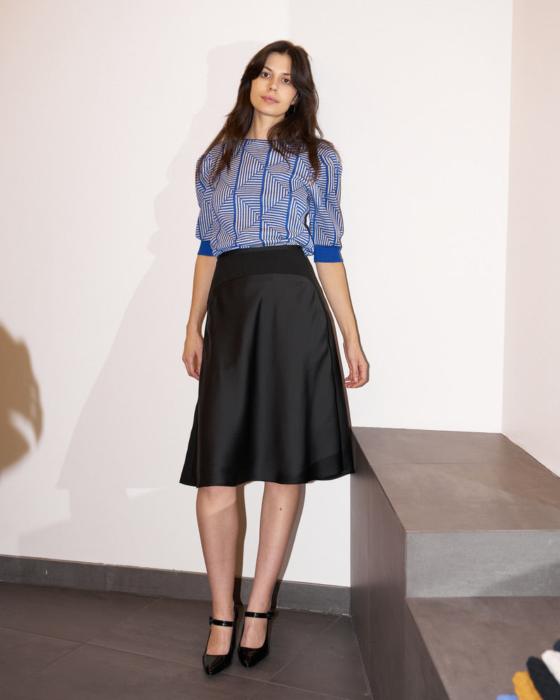 Frankie - Crepe Satin/Matte Crepe Knee Length Skirt