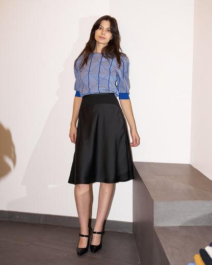 Frankie - Crepe Satin/Matte Crepe Knee Length Skirt