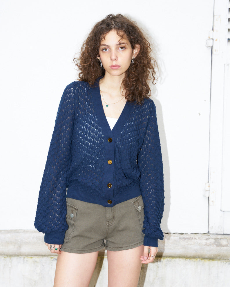 Skylar-V-Neck-Lace Knit Cardigan