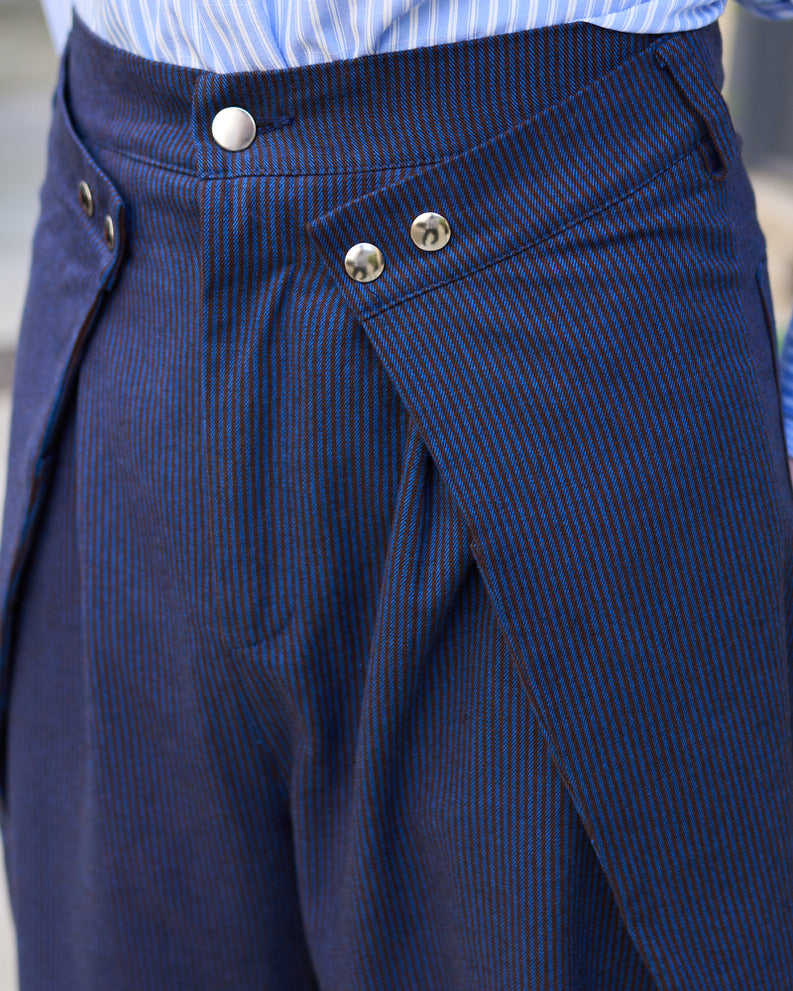 Zuri - Three Dimensional Pleated Pants - Stripe