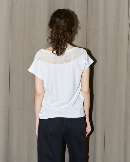 Orsa - Jersey Top with mesh inserts - White