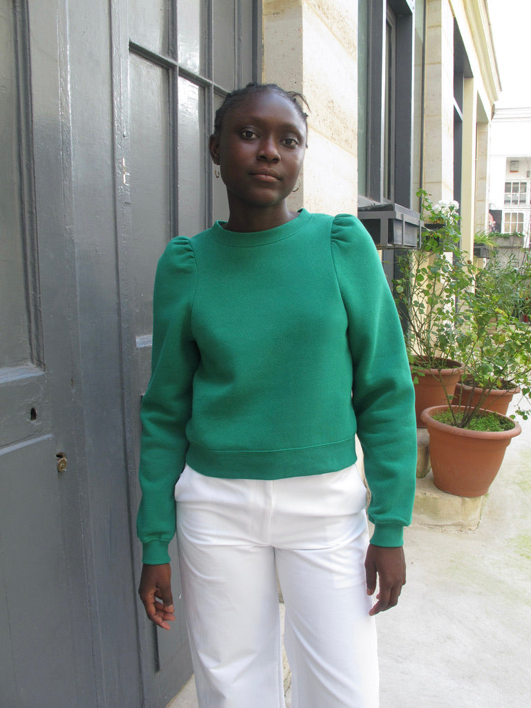 Rasha Puff shoulder Cropped Sweatshirt