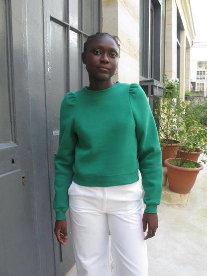 Rasha Puff shoulder Cropped Sweatshirt
