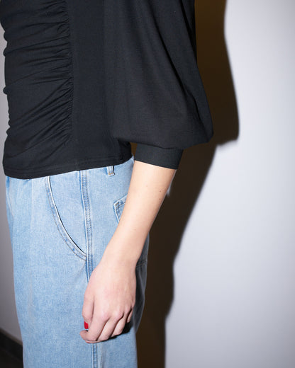 Avery - Ruched Jersey Top - Black
