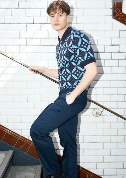 Damien-Tailored Pants With Middle Pleat-Navy