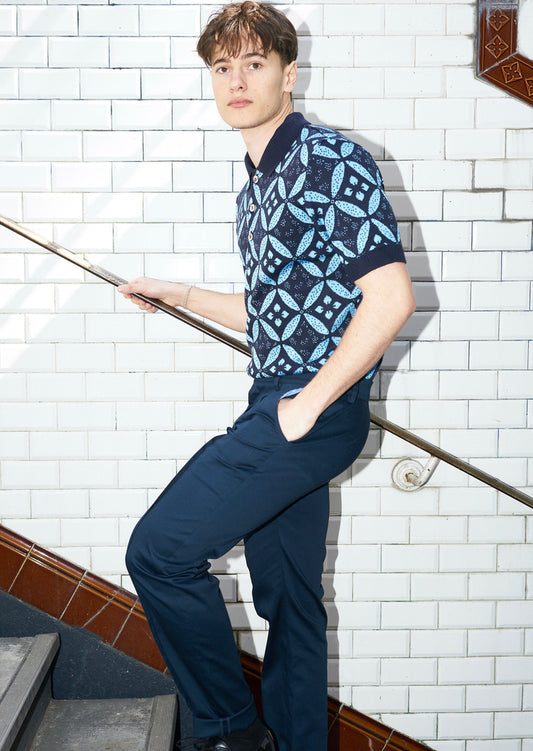 Damien-Tailored Pants With Middle Pleat-Navy