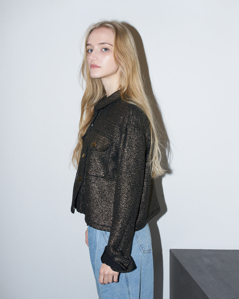 Mira - Crop Metallic Jacket - Gold
