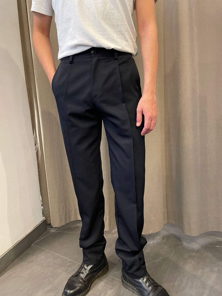 Damien-Tailored Pants With Middle Pleat-Wool